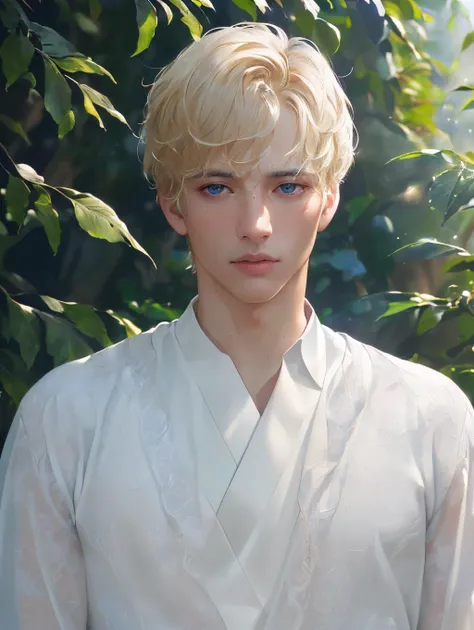 (8k, RAW photo, best quality, masterpiece:1.2), (realistic, photo-realistic:1.37), ultra-detailed, (high detailed skin:1.2), 8k uhd, dslr, soft lighting, high quality, film grain, Fujifilm XT3, professional lighting, Asian handsome 1man, blue bright eyes, (white and blond short hair:1.3) brutal <lora:PrettyBoyV2:1>