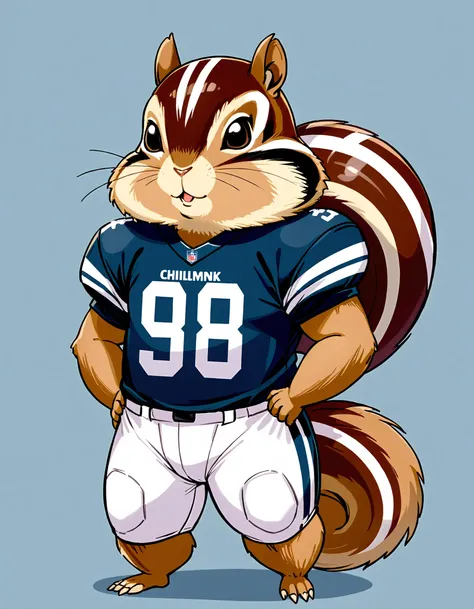 Chipmunk wearing Football player outfit, no humans,