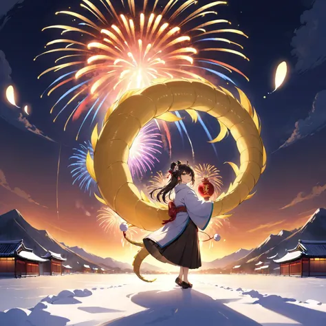 masterpiece, best quality, year of the dragon, happy new year, 2024, fireworks