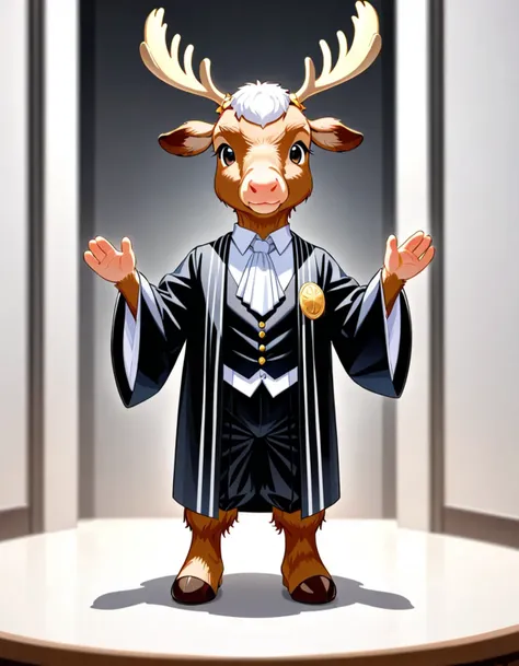 Moose calf wearing Judge outfit