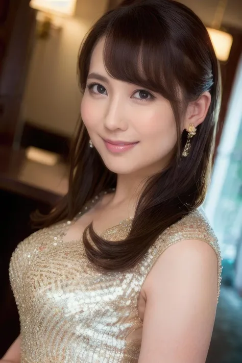 (masterpiece, Highest quality:1.1), (8k, RAW Photos, Photo Real:1.2, f22), (Shiny skin), Detailed skin, Detailed face, smilee,Fine grain,Long Hair, BREAK, Real World, (Super detailed, Cleavage), Intricate details, smile, One girl, (shirt)、 (Overseas tourist attractions:1.4),Big Breasts