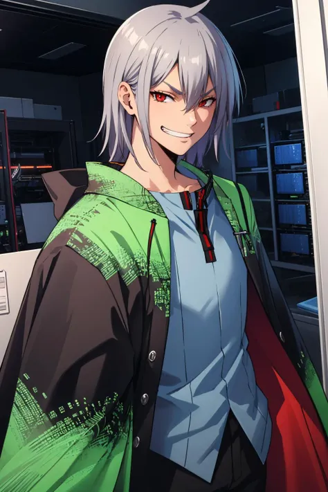 masterpiece, best quality, server room evil grin, looking at viewer
<lora:Naoyadesu:1> naoyadesu, jacket, shirt, pants
