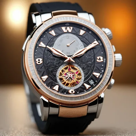 <lora:W4tch35_05XL-final:1>,an advertising photograph of a beautiful (W4tch35:1.2) as a (graff:1.3) watch,on a watch stand,with detailed movement,medium shot,tilt shift,bokhe,8k wallpaper,masterpiece,photorealistic,HDR UHD,high contrast,hyper realistic,volumetric lighting,