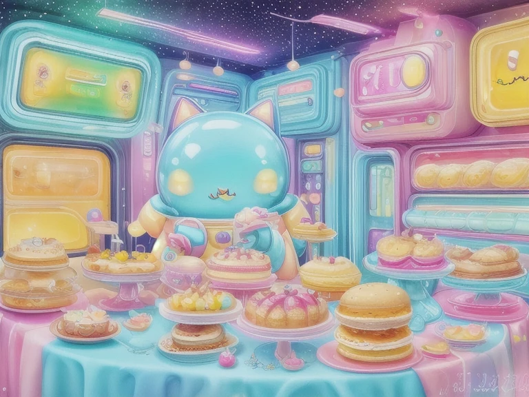 food photography of a delicious brunch <lora:difConsistency_photo:0.5>, <lora:difConsistency_detail:0.55>, <lora:difConsistency_darktheme:0.35> <lora:KawaiiTech:1> kawaiitech, kawaii, cute colors, scifi,