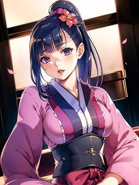 1girl, solo,(best quality),(masterpiece:1.1), upper body, looking_at_viewer, dynamic angle, kimono, cute, clear facial skin,