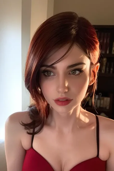 photo of a 20 yo girl, wearing a red dress, natural hot springs best quality, realistic, photorealistic, (intricate details:1.2), (delicate detailed), (cinematic light, best quality Backlights), clear line, realistic face, detailed face unity 8k wallpaper, ultra high res,makeup,lips, (photorealistic:1.4), <lora:kalintra_jf-000002:0.9>