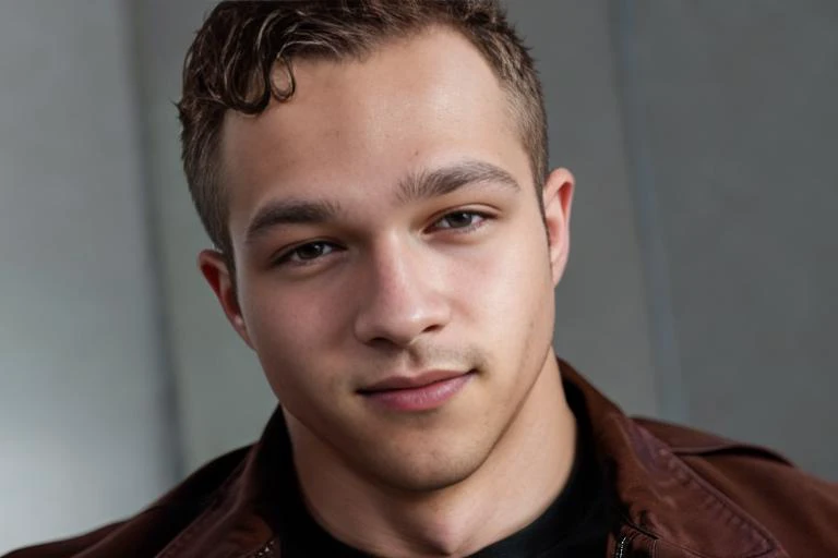 one man, male focus, <lora:jaydenmv1:1> jaydenm, professional studio quality modeling headshot, 4K, simple background, dramatic lighting, neutral expression, realistic skin, fine detail, shirt, ultra realistic photograph, professional photograph, by Gucci photographer.