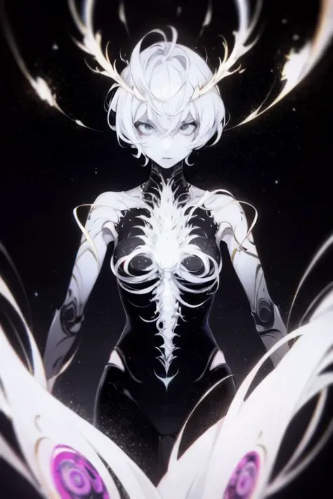 (8K, ultra high resolution, A masterpiece of the highest quality, professional detailed wallpaper, Ultimate Highly Detailed Everything, anime images, game cg),perfect human body、detailed face、 (((dripping sweat、oil skin,sparkling skin、realistic skin texture、detailed beautiful skin、shiny skin、shiny skin))) big , burst, There is a cleavage in the chest, gigantic breasts , Very perfect anatomy body parts, Very perfect、 (full shot: 1.8), beautiful white alien woman、 White latex oily gloss full body suit