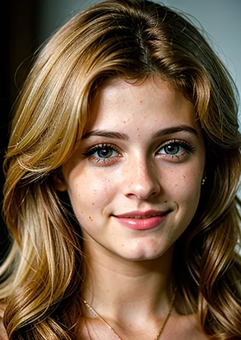 close up portrait of c4mer0ng00dm4n, beautiful detailed face, (blue eyes), (wavy) blond hair