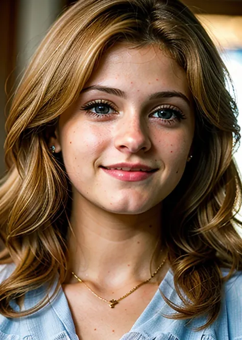 close up portrait of c4mer0ng00dm4n, beautiful detailed face, (blue eyes), (wavy) blond hair