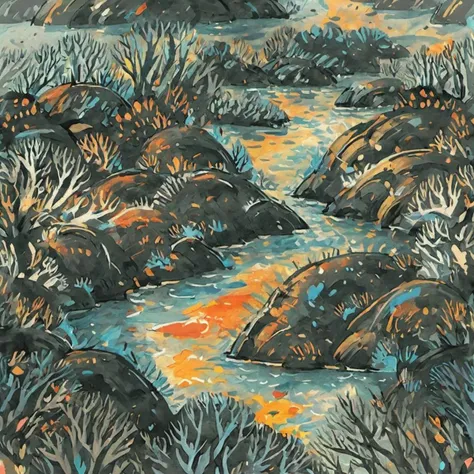 landscape with colorful paints <lora:MattSchustyle:0.9> MattSchu