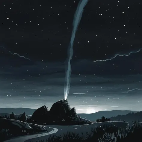 meteor, dark atmosphere  <lora:MattSchustyle:0.5>  MattSchu