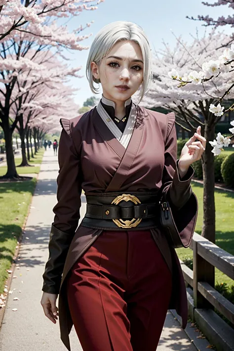 ((ultra detailed, masterpiece, best quality))
<lora:StarMerrin:0.7>
StarMerrin, 1girl, solo, white hair, walking in a japanese park, cherry blossoms,