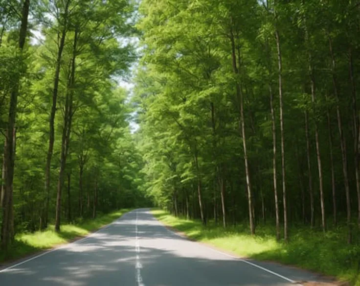 forest road photo, photorealistic,