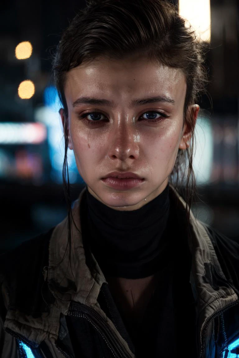 headshot, cyberpunk, artificial body, mechanical arms, at night, rainy city, wet, soft colors, bokeh, masterpiece, high quality, (high detailed skin:1.1)
<lora:katelyn_nacon_lora_v01:1> k8nacon