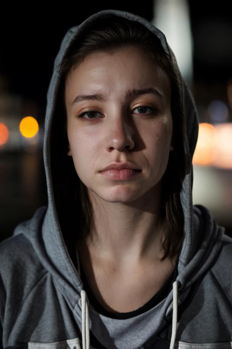 headshot, woman, lone hacker, hoodie, lonely, at night, rainy city, wet, soft colors, bokeh, masterpiece, high quality, (high detailed skin:1.1)
<lora:katelyn_nacon_lora_v01:1> k8nacon
