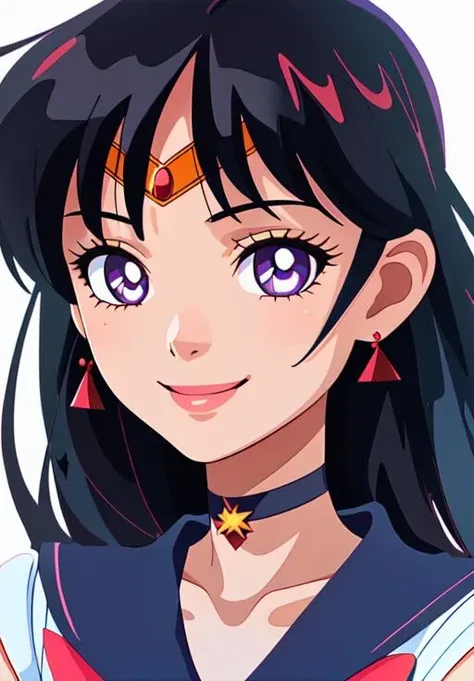 <lora:sailor_moon:0.8>, sailor_mars, smile, closed mouth, portrait,