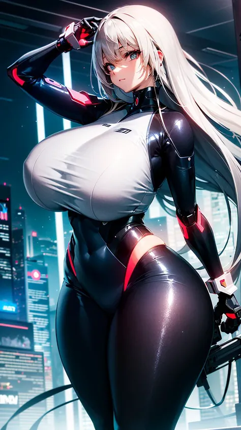(masterpiece, best quality, beautiful, aesthetic, perfect, futuristic, dystopian, cybernetic:1.2), 1girl, (curvy:1.5), (huge breasts, thick thighs:1.25), wide hips, looking at viewer,
future ninja girl, dynamic action scene, futuristic cityscape, formidable, agility, sleek high-tech bodysuit, augmented reality contact lenses, target, urban jungle, towering skyscrapers, gust of wind, billowing cloak, gleaming retractable blades, neon lights, combat