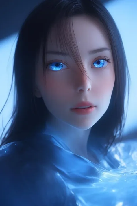 Original Character, Volumetric Lighting, Best Shadows, Shallow Depth of Field, Stunningly Beautiful Girl, Delicate Beautiful Attractive Face,8k, (mature female) , high resolution,blue eyes, slime girl