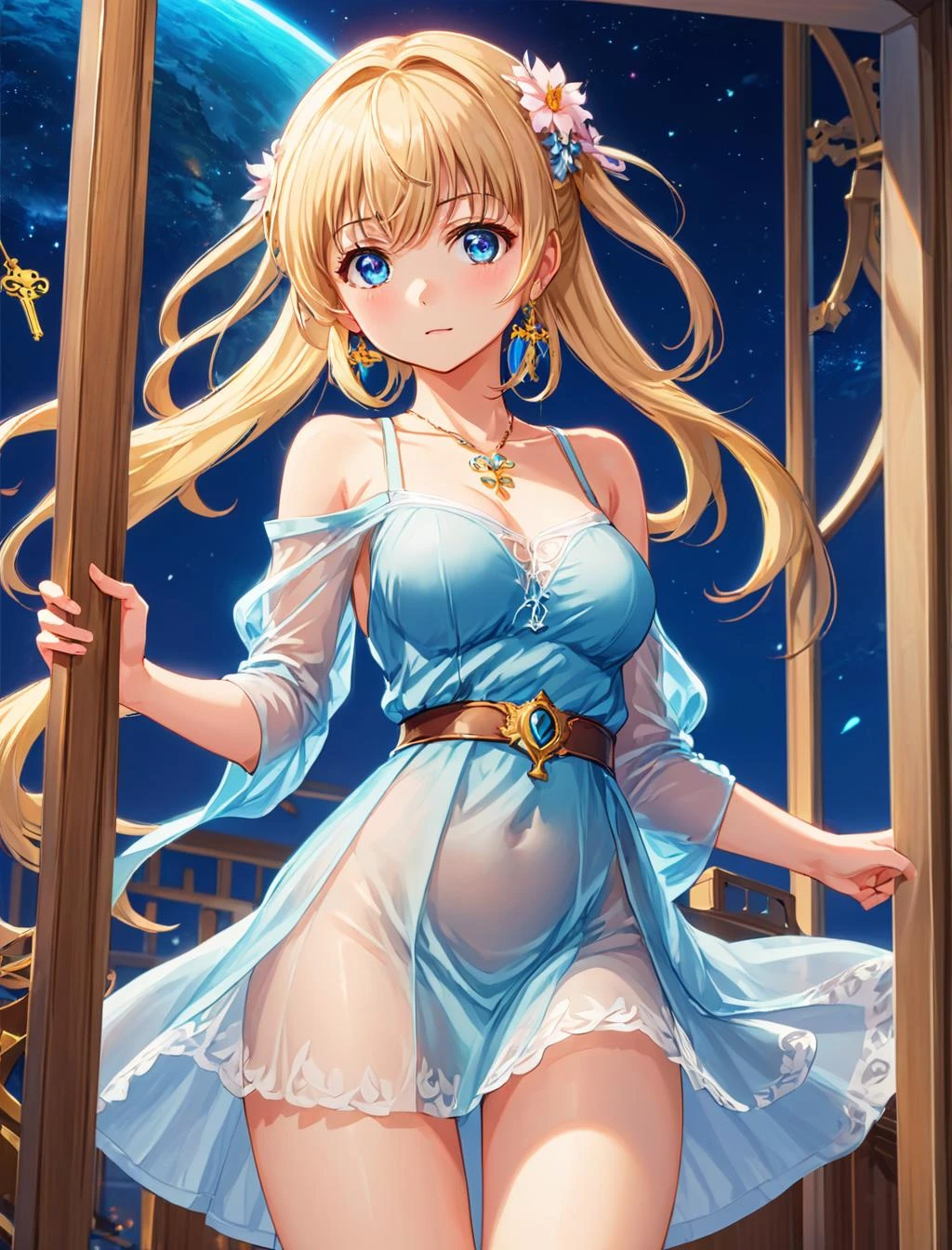 breathtaking,breathtaking,breathtaking, outfit-gls,high-waist skirt,sweater,hip vent,bare shoulders, see-through, <lora:DetailedEyes_xl_V2:1:lbw=xlout4>
1girl, breasts, ass, sleeves past wrists, looking at viewer, blonde hair, large breasts, earrings, bangs, hairclip, long dress, underboob, . gorgeous,key visual, vibrant, studio anime,award-wi nning, professional, highly detailed,high budget, cinemascope. gorgeous,key visual, vibrant, studio anime,award-winning, professional, highly detailed,high budget, cinemascope . gorgeous,key visual, vibrant, studio anime,award-winning, professional, highly detailed,high budget, cinemascope