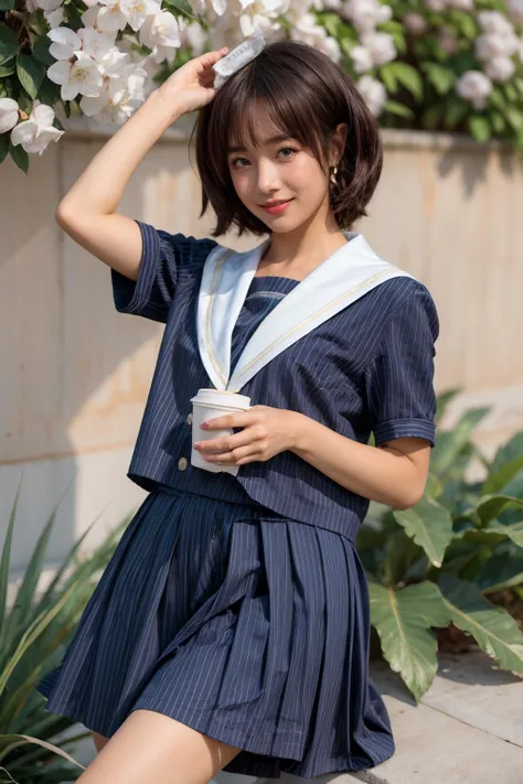 moyou,1girl,looking at viewer,sexy pose,(cowboy shot),
(masterpiece, high quality, best quality),(colorful),(delicate eyes and face),volumatic light,ray tracing,extremely detailed CG unity 8k wallpaper,solo,
(private garden,cherry blossoms),
<lora:XRface:1.2:lbw=fa+>,grin,
<lora:add_detail:0.5>,
<lora:Cococola JK Uniform:0.8>,cococola,school uniform,serafuku,blue shirt,blue pleated skirt,