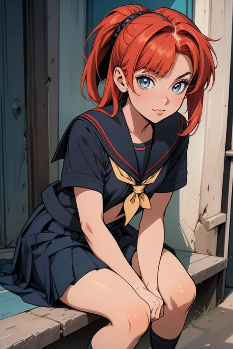 8k high quality detailed,highres,anime,comic,detailed image,
(an illustration of a teenage girl posing,(an illustration of girl,teenage girl)),(magazine_illustration),
(, effie,80s,1girl,skinny,small breasts),((Sardonic Smile):0.7),detailed_face,
((Leaning forward, her fingers lightly playing with a lock of hair, she emanates a playful flirtation):0.8),
(, cococola,school uniform,serafuku,blue shirt,blue pleated skirt),(,realistic clothing texture,realistic_skin_texture),<lora:effie-80s:0.6>,<lora:cococola_20231215201344:0.65>,<lora:more_details:0.2>