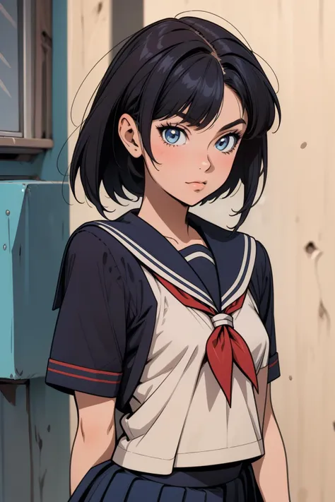 8k high quality detailed,highres,anime,comic,detailed image,
(an illustration of a teenage girl posing,(an illustration of girl,teenage girl)),(magazine_illustration),
(, effie,80s,1girl,skinny,small breasts),((Wry Smile):0.7),detailed_face,
((shushing):0.8),
(, cococola,school uniform,serafuku,blue shirt,blue pleated skirt),(,realistic clothing texture,realistic_skin_texture),<lora:effie-80s:0.6>,<lora:cococola_20231215201344:0.65>,<lora:more_details:0.2>