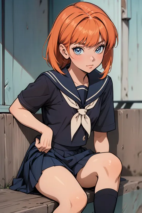 8k high quality detailed,highres,anime,comic,detailed image,
(an illustration of a teenage girl posing,(an illustration of girl,teenage girl)),(magazine_illustration),
(, effie,80s,1girl,skinny,small breasts),((Polite Smile):0.7),detailed_face,
((Sitting, legs tucked under, hands on the lap,):0.8),
(, cococola,school uniform,serafuku,blue shirt,blue pleated skirt),(,realistic clothing texture,realistic_skin_texture),<lora:effie-80s:0.6>,<lora:cococola_20231215201344:0.65>,<lora:more_details:0.2>