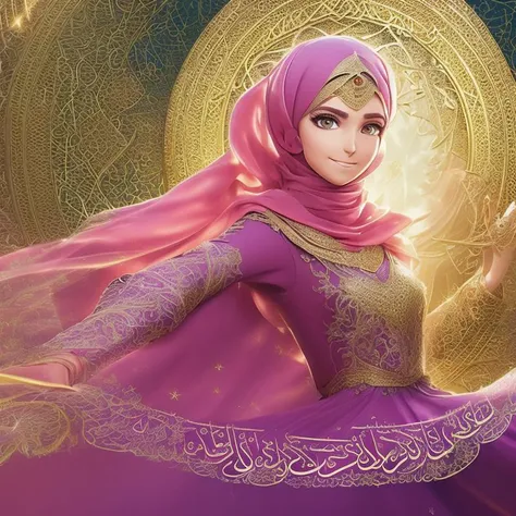 professional 3d model masterpiece, best quality, 1girl, solo, long_hair,anime arabic style, magical elements, elaborate backgrounds, traditional Arabic clothing, colorful and vibrant, detailed character design, calligraphy elements, fantasy setting, mystical powers, Hejab Islamic, emotional expressions, studio lighting, clear skies, anime-style hejab, environmental effects, Islamic motifs, camera effects, vibrant colors, unique camera angles, soft lighting, Studio Lights, Natural Light, Rim Lighting, Colored Lights, Soft Lighting, Hard Lighting, . octane render, highly detailed, volumetric, dramatic lighting