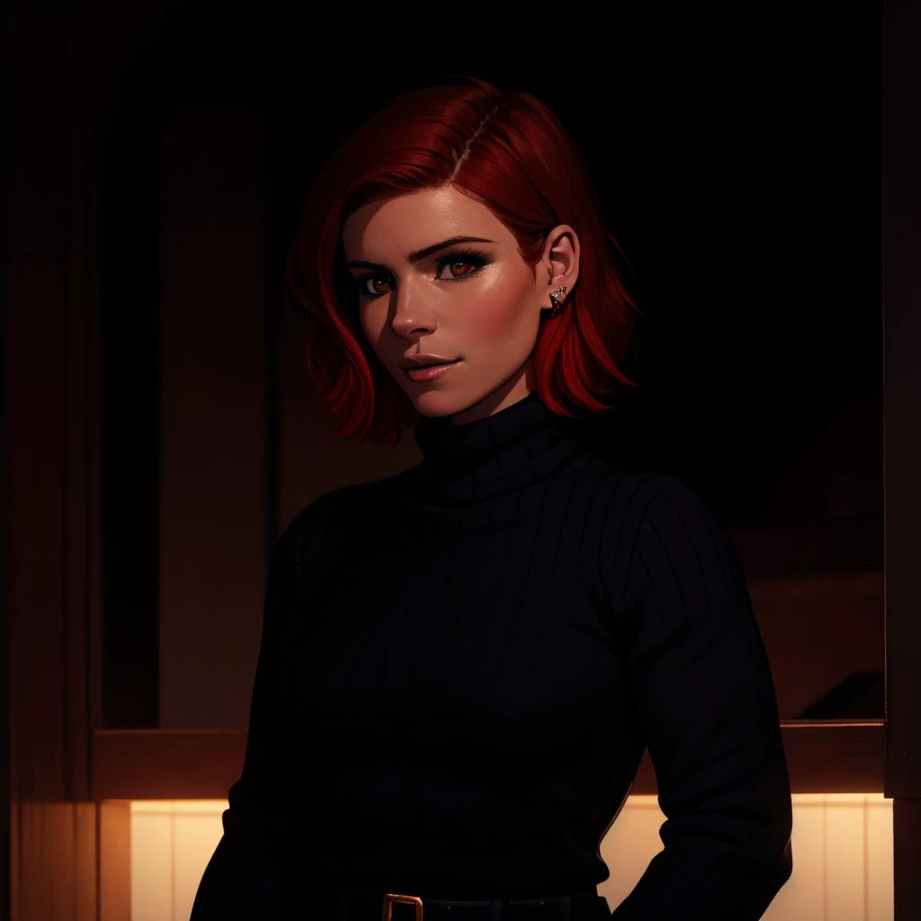 Best_QualityPos, RAW photo, intricate details, best quality, 8k uhd, soft lighting, 1girl, solo, kate mara, short hair, red hair, brown hair, black turtleneck sweater <lora:Kate_Mara:0.7> <lora:exposure_control_v10:-0.4>