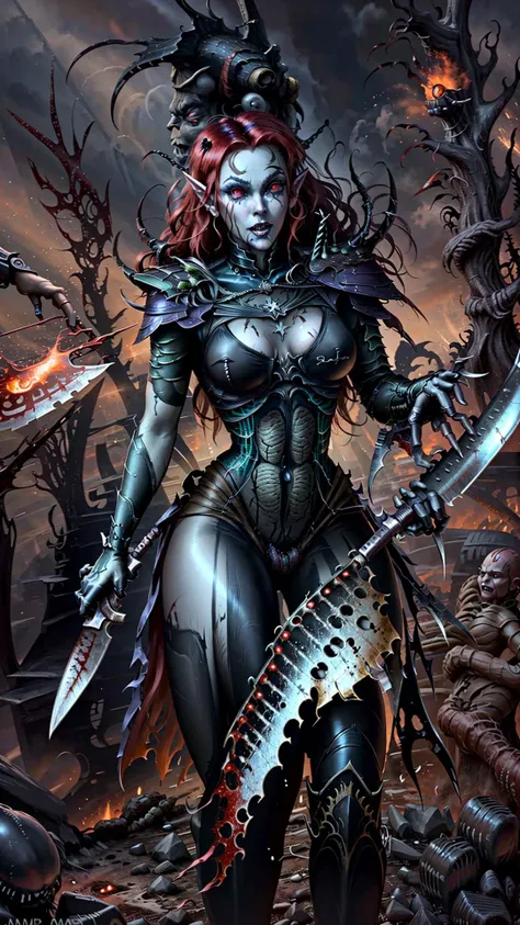Sexy seductive death, undead head, seductive pose, (gigantic breasts:1.7)