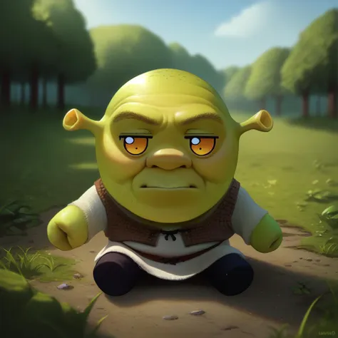 score_9, score_8_up, score_7_up, fumo \(doll\), chibi, solo, male focus, 1boy, shrek, green skin, sitting, tunic, black leggings, outdoors, swamp <lora:style_toyfumo_ponyXL-000006:1> <lora:Shrek_XLPD:1>