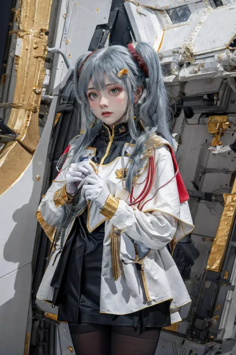 masterpiece, best quality, highres, bbruri, long hair, golden eyes, white capelet, long sleeves, white gloves, black tight skirt, pantyhose, cowboy shot, indoors, spacecraft, spaceship, looking at viwer,
<lora:cosplays_style_v01:0.8> <lora:sd-No.129:0.3> <lora:hoshino_ruri_v1:0.7>