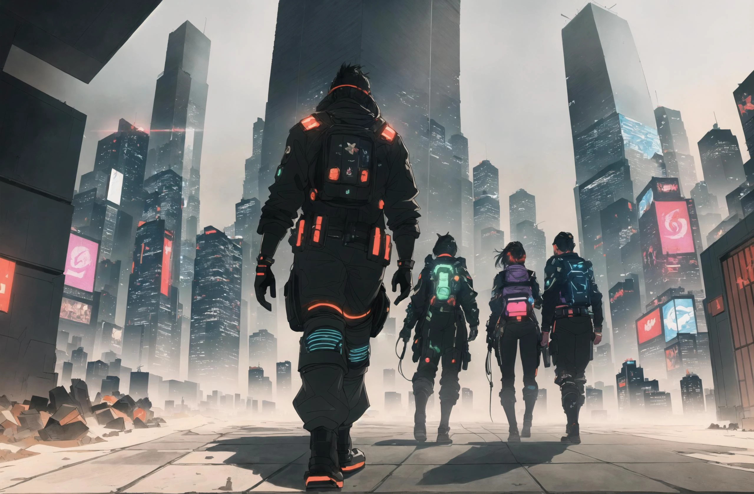 ((masterpiece)), ((extremely detailed)), ((best quality)), ((8k wallpaper)), unreal, walking into stars gate, fantasy, multiverses, (cityscape), neon, cyberpunk, ((skyscraper)), concept art, <lora:Xiaorenshu_v20:0.4>, volumetric light, raytracing