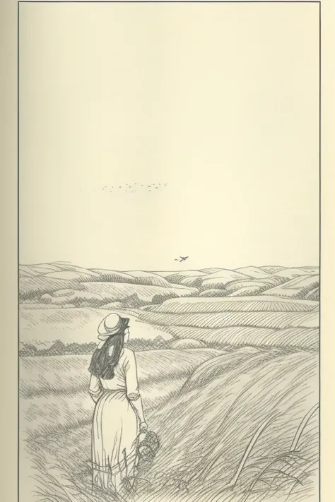 <lora:Xiaorenshu_v10:1>, drawing of  a woman in the fields