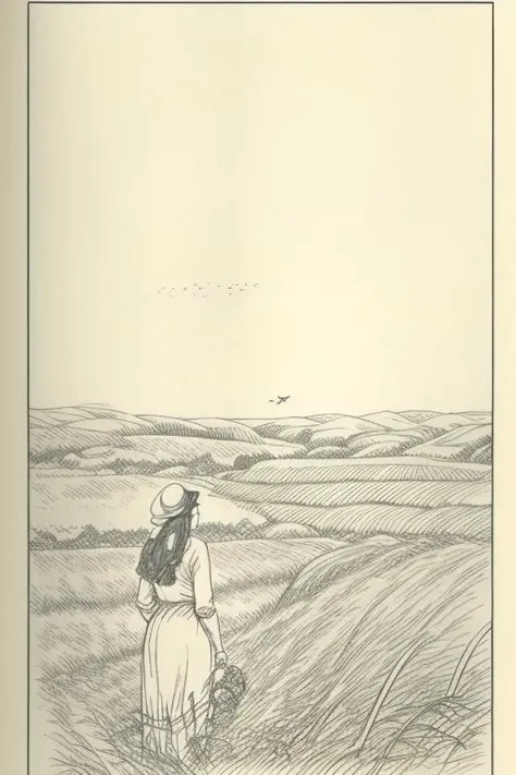 <lora:Xiaorenshu_v10:1>, drawing of a woman in the fields