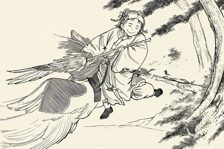((best quality)), ((ultra high res)),split lighting,wind,pov,[from side:0.9],solo,
(little girl:1.5),{light smile:0.9},(blush), (cheek bulge:1.4),wide_sleeves,
(chinese style:1.2),branch, bird, sparrow,plant, leaf, tree, animal, waterfall flower,clean background, <lora:Xiaorenshu_v15:1>