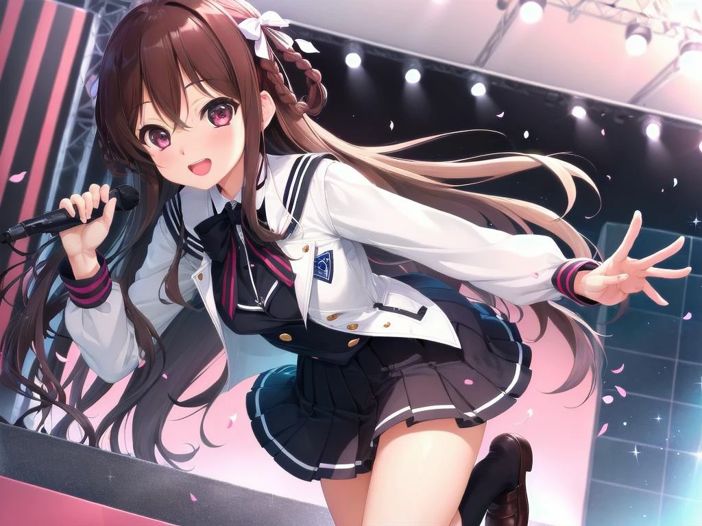 masterpiece,
1girl,
<lyco:tachikawa ayaka:0.75>tachikawa ayaka, brown hair, hair bow, long hair, twin braids,two side up