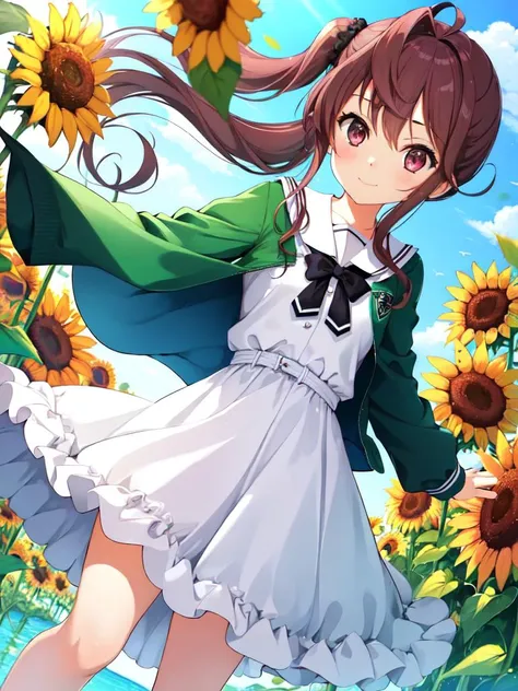 masterpiece,
1girl, 
 <lyco:toda_jun:0.75>toda jun, 
sunflower,