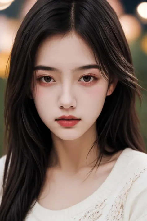 polaroid photo,night photo,photo of 18 y.o beautiful woman,pale skin,bokeh,sweater,<lora:20230614004406:0.6>,