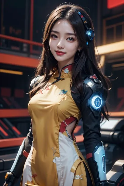 girl,seductive smile,<lora:cyber_aodai:0.5>,aodai cyber,