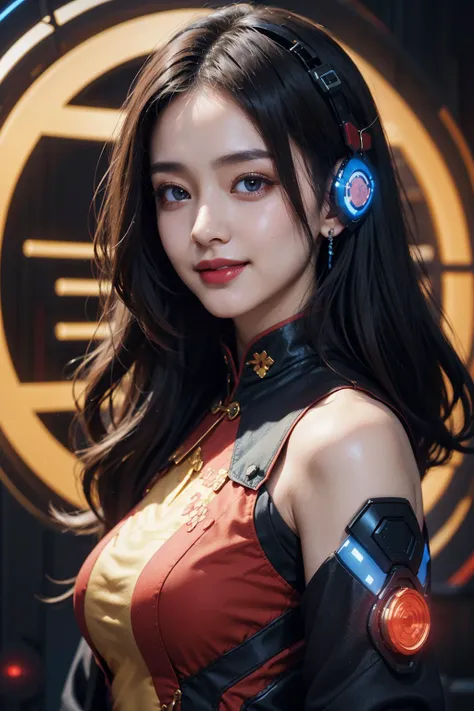 girl,seductive smile,<lora:cyber_aodai:0.5>,aodai cyber,