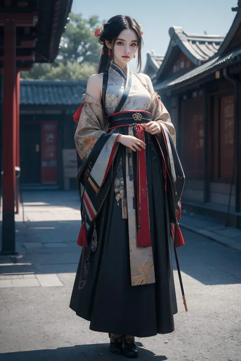 (best quality:1.4),(masterpiece:1.4),(photorealistic:1.4),(Realistic:1.2),(ultra high res, raw photo:1.4),(hdr, hyperdetailed:1.2),(8K:1.2),cinematic photo,1girl,full body,chinese clothes,hanfu,outdoors,<lora:cyberhanfu_v1:0.5>,