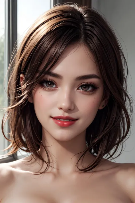 1girl,bright red lips,(blush,powder blusher:0.5),eyelash,(half updo:0.1),messy hair,make up,beautifully detailed big round dark brown eyes,double eyelid,supermodel,detailed skin,(smile),looking at viewer,
large breasts,nsfw,in dark,
masterpiece,best quality,high quality,highres,natural light,ray tracing,volumetric light,realistic,photorealistic,ultra highres,vivid,<lora:add_detail:0.6>,<lora:epi_noiseoffset2:1>,