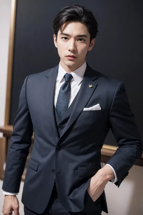 1man,Suit,(upper up:1.2),(extremely detailed:1.4),