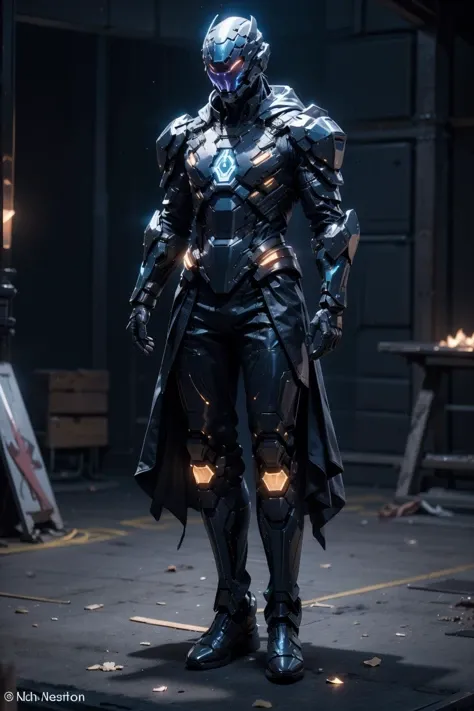 1man,armor,blue glowing armor,full body,Glowing cloak,<lora:AgainMix_v1.4Cyber:1>,