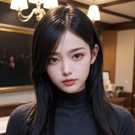 (masterpiece, top quality, best quality:1.2),ultra-detailed,1 girl,long hair,(close up:0.3),turtleneck sweater