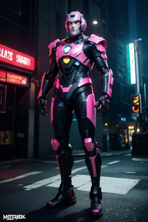 (masterpiece, top quality, best quality, official art, beautiful and aesthetic:1.2),(CyberpunkWorld man:1.2),(full body:1.2),(glowing armor:1.2),(cyberpunk:1.2),(CyberpunkWorld:1.3),neon,Neon Babe,Neon Babe style armor,(glowing armor:1.2),robotic suit,jetpack,<lora:AgainMixCyberLora_v2A:1>,