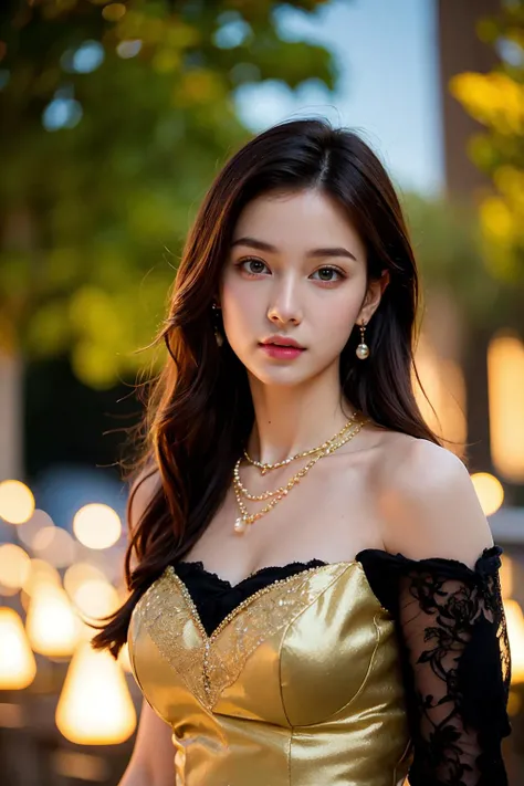 (best quality:1.4),(masterpiece:1.4),(photorealistic:1.4),(Realistic:1.2),(ultra high res, raw photo:1.4),(hdr, hyperdetailed:1.2),(8K:1.2),cinematic photo 1girl,flawless,shiny skin,clean,masterpiece,professional artwork,famous artwork,cinematic lighting,cinematic bloom,perfect face,beautiful face,fantasy,dreamlike,unreal,science fiction,lace,lace trim,lace-trimmed legwear,luxury,jewelry,diamond,gold,pearl,gem,sapphire,ruby,emerald,intricate detail,delicate pattern,charming,erotic,enchanting,hair ornament,necklace,earrings,bracelet,armlet,halo,autumn,