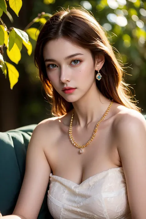 (best quality:1.4),(masterpiece:1.4),(photorealistic:1.4),(Realistic:1.2),(ultra high res, raw photo:1.4),(hdr, hyperdetailed:1.2),(8K:1.2),cinematic photo 1girl,flawless,shiny skin,clean,masterpiece,professional artwork,famous artwork,cinematic lighting,cinematic bloom,perfect face,beautiful face,fantasy,dreamlike,unreal,science fiction,lace,lace trim,lace-trimmed legwear,luxury,jewelry,diamond,gold,pearl,gem,sapphire,ruby,emerald,intricate detail,delicate pattern,charming,erotic,enchanting,hair ornament,necklace,earrings,bracelet,armlet,halo,autumn,